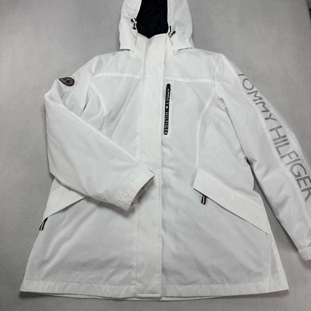 Tommy Hilfiger Jacket Womens‎ Large White 3 In 1 All Weather Hooded Parka Coat